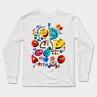 Graffiti Smileys Abstract Pattern Long Sleeve T-Shirt